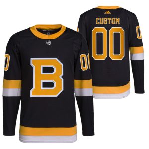 Boston Bruins Trikot #00 Benutzerdefinierte Heim Schwarz 2021-22 Primegreen Authentic